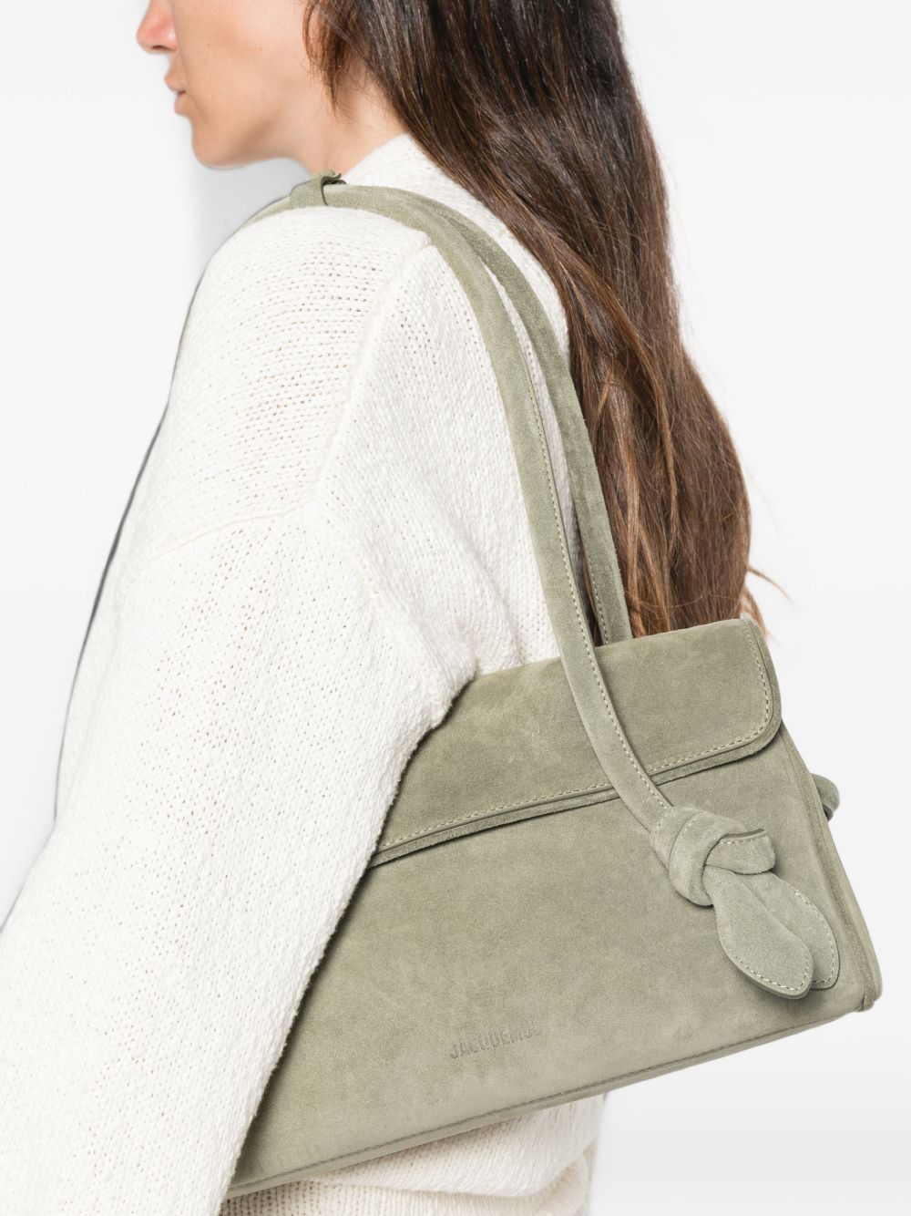 JACQUEMUS Borsa Turismo Long in pelle scamosciata verde 