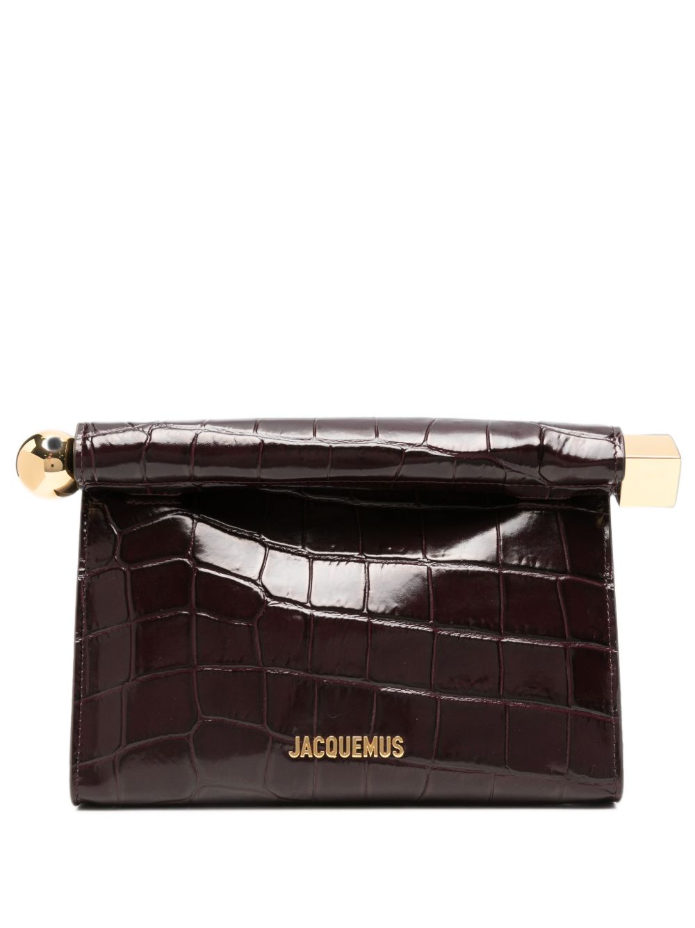 JACQUEMUS Borsa Le Sac Rond Carré bordeaux effetto coccodrillo 
