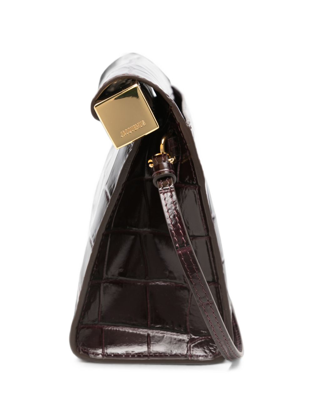 JACQUEMUS Borsa Le Sac Rond Carré bordeaux effetto coccodrillo 
