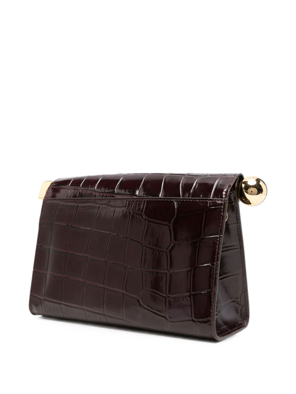 JACQUEMUS Borsa Le Sac Rond Carré bordeaux effetto coccodrillo 