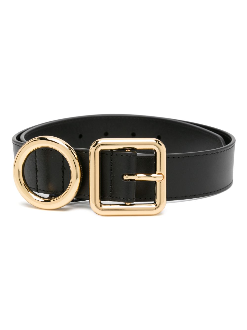 JACQUEMUS Cintura La Ceinture Regalo nera in pelle con doppia fibbia dorata 