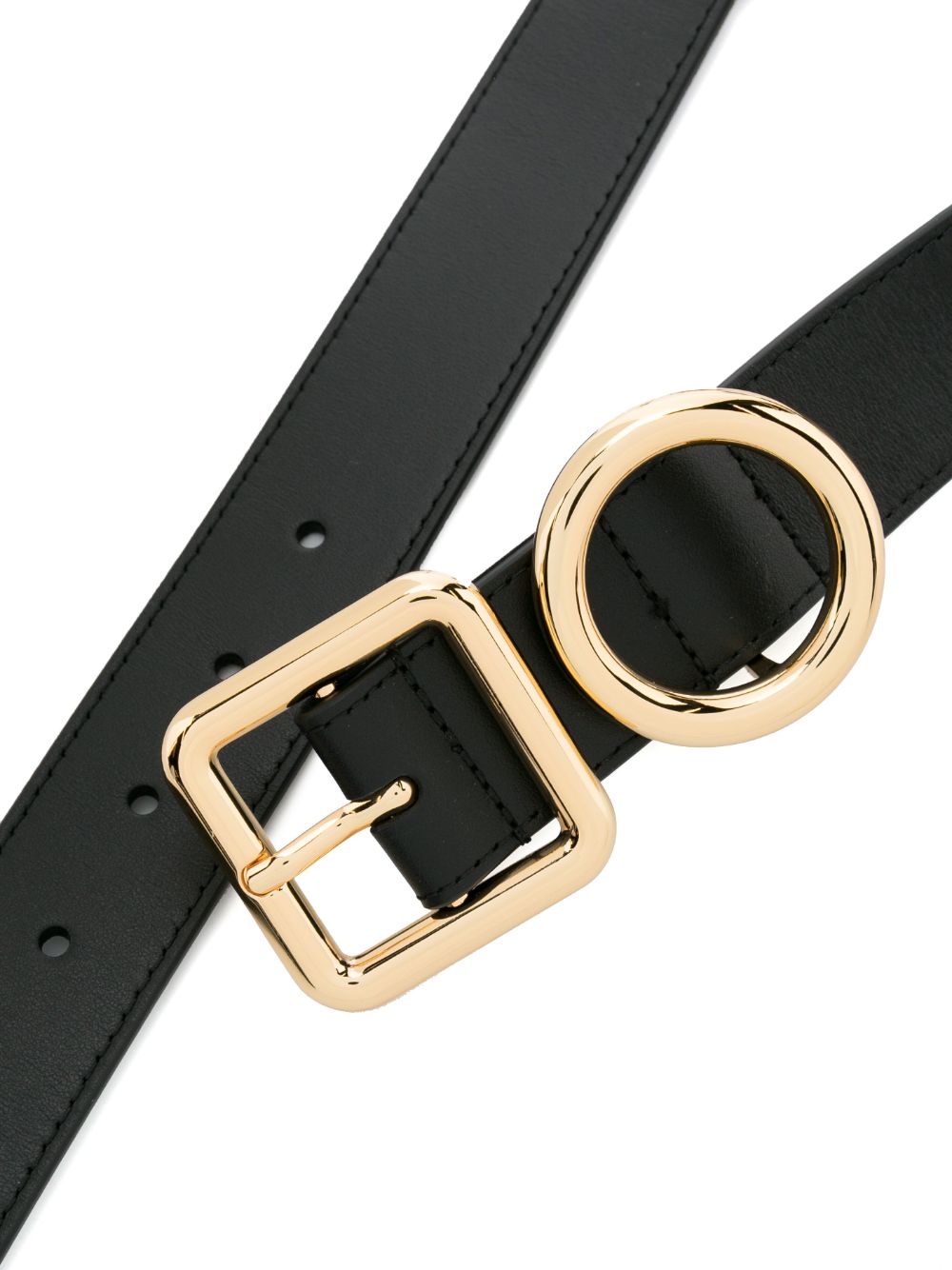 JACQUEMUS Cintura La Ceinture Regalo nera in pelle con doppia fibbia dorata 