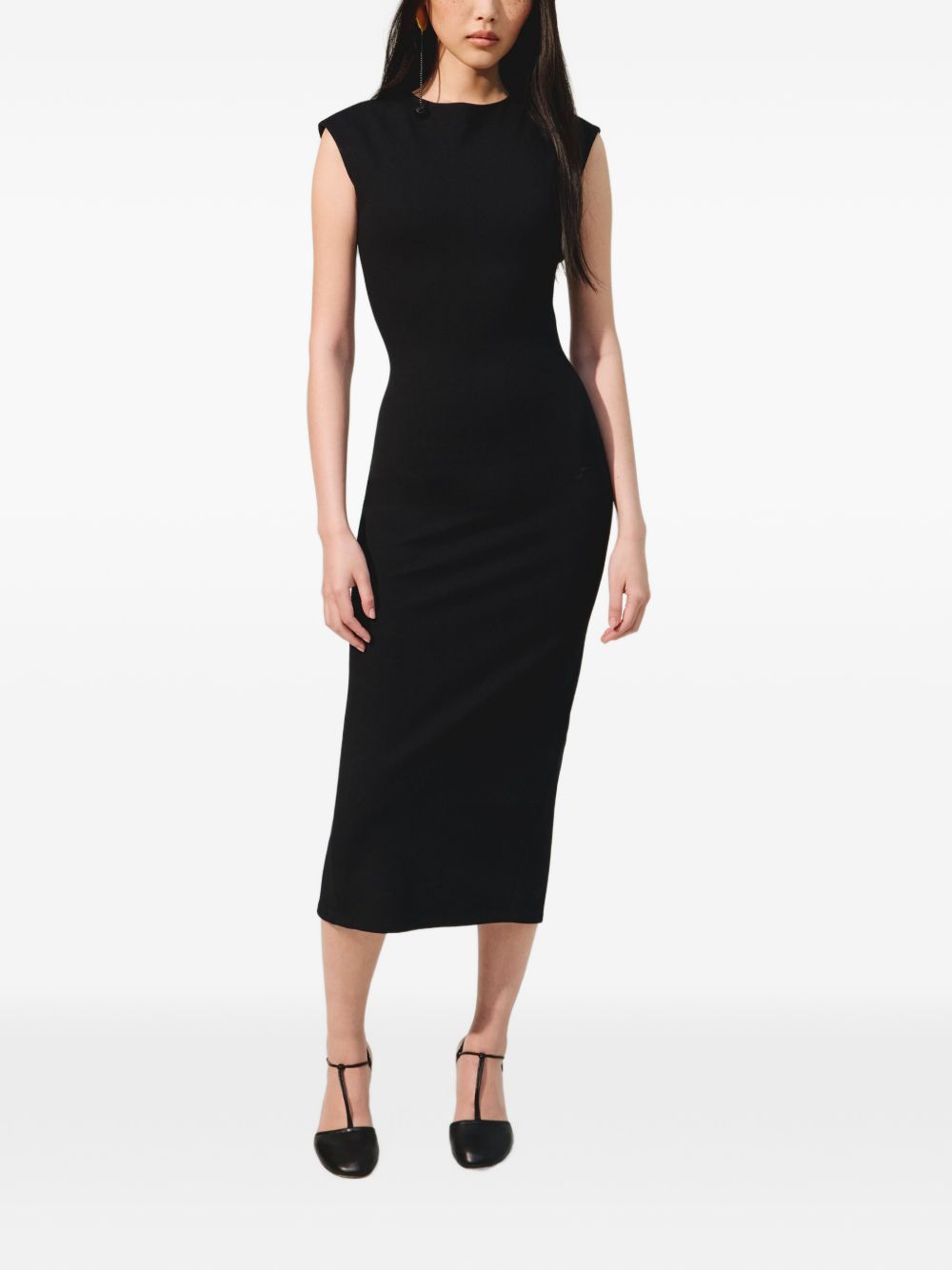 JACQUEMUS Abito midi Alba nero in jersey compatto 