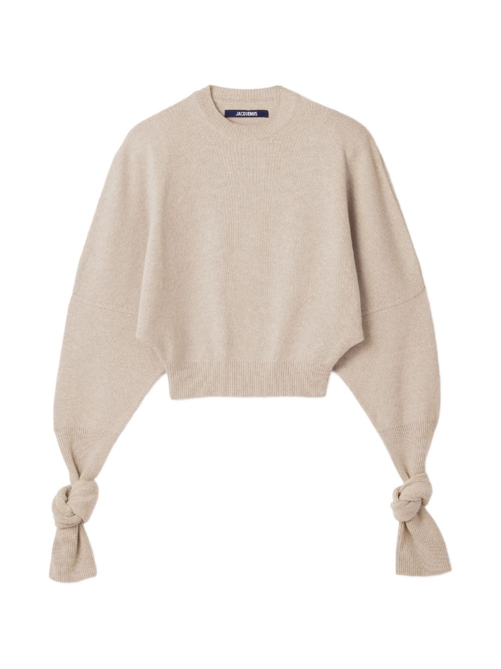 JACQUEMUS Felpa beige Le Pull Fiocco in lana merino 