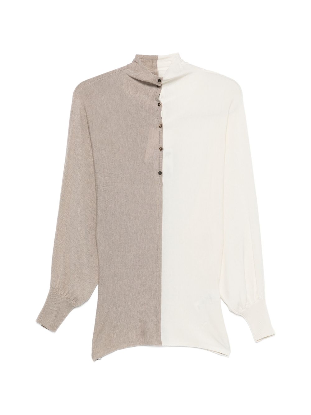 JACQUEMUS Maglia a collo alto Le Polo Loange beige e bianca 