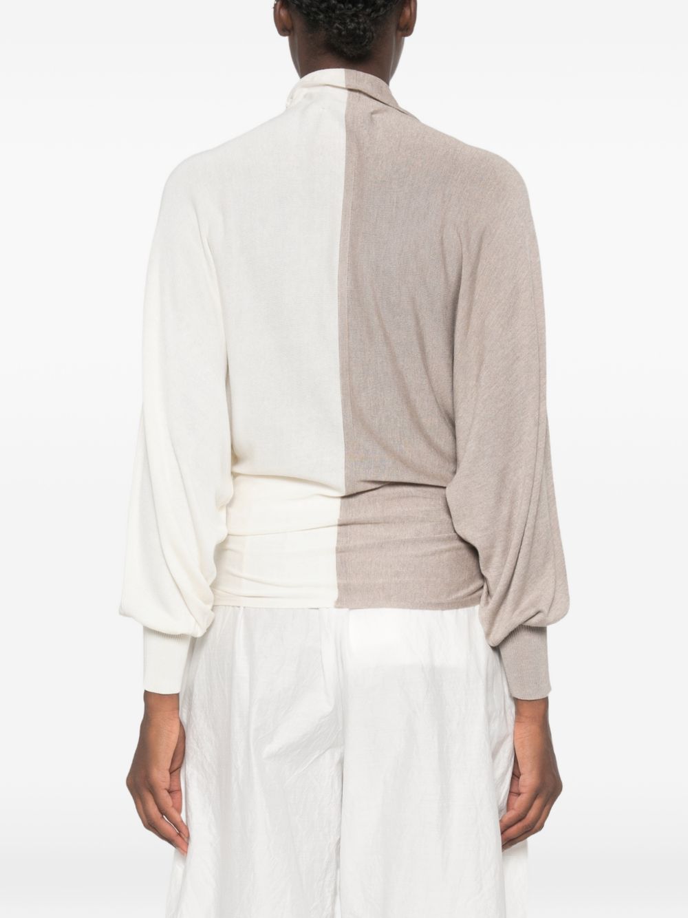 JACQUEMUS Maglia a collo alto Le Polo Loange beige e bianca 