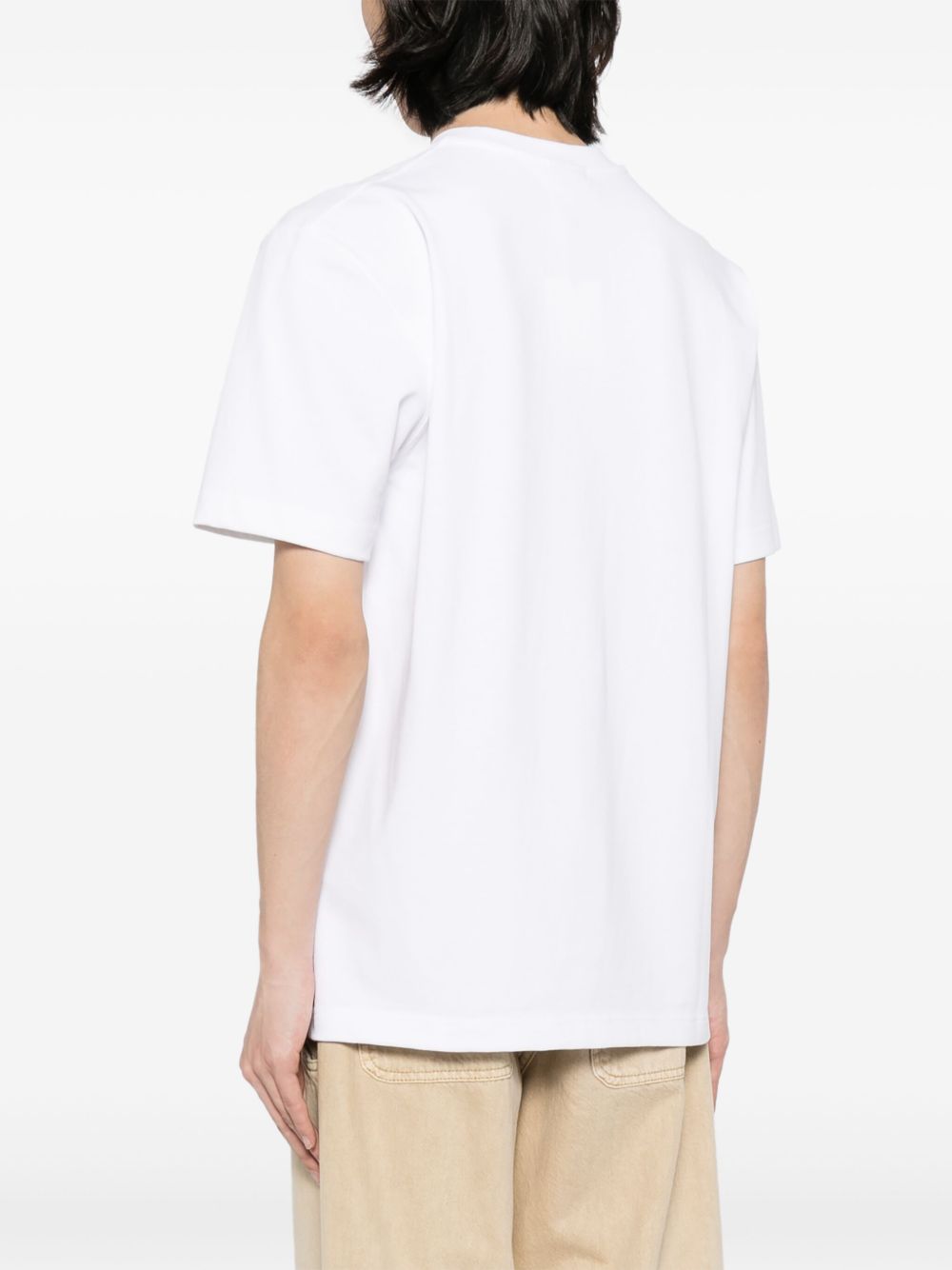 JACQUEMUS T-shirt bianca in cotone con patch logo sul petto 
