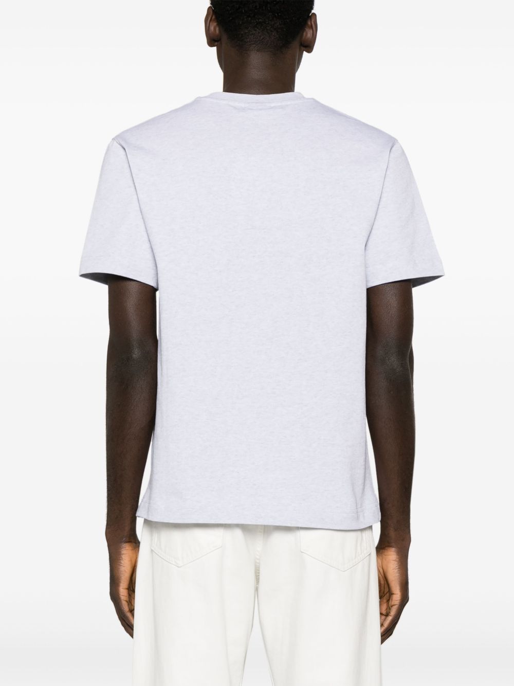 JACQUEMUS T-shirt grigia in cotone con patch logo sul petto 