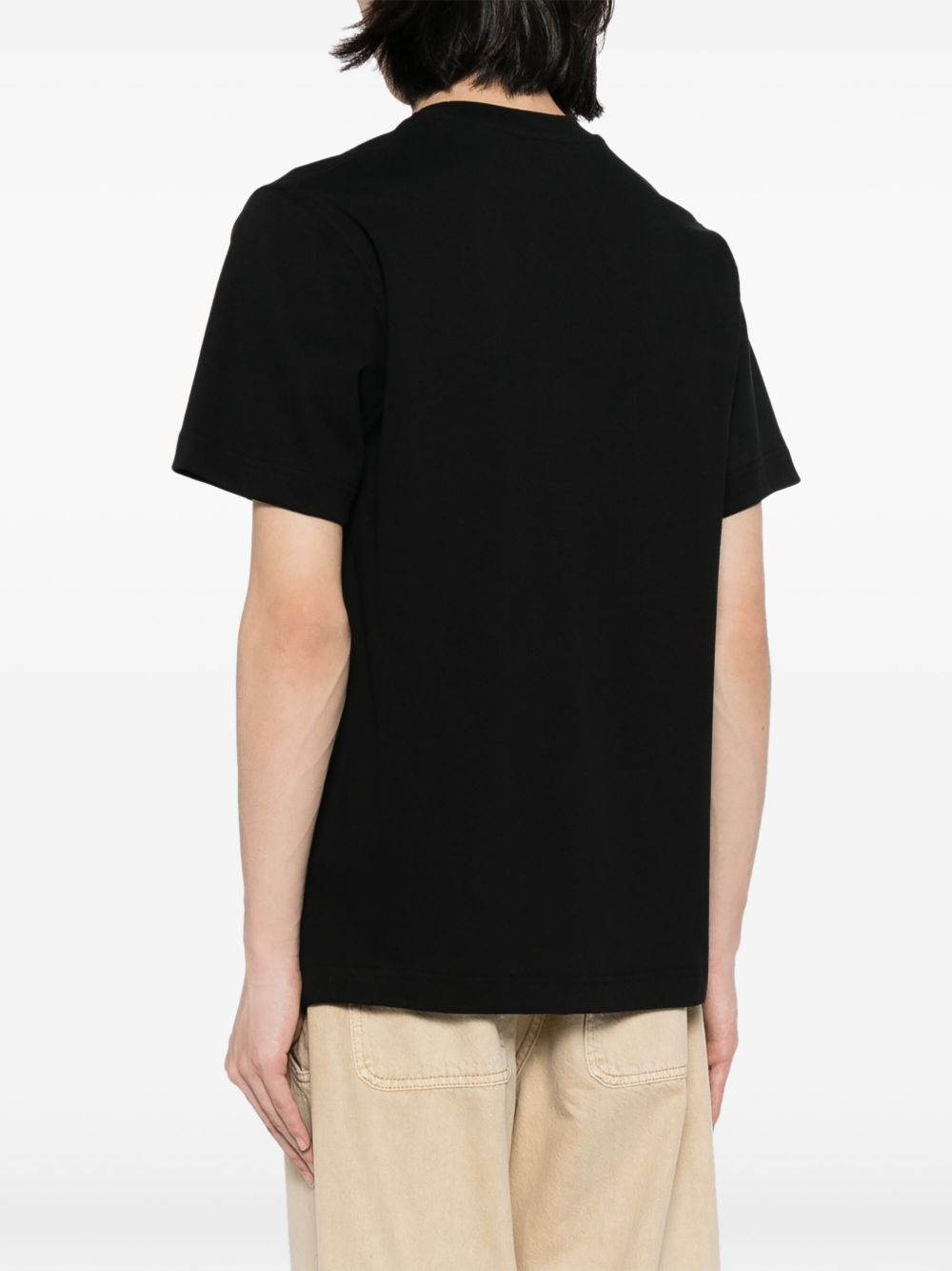 JACQUEMUS T-shirt nera in cotone con patch logo sul petto 