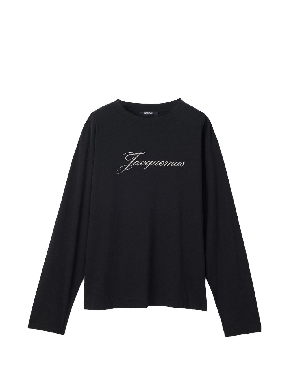 JACQUEMUS Maglia girocollo nera a maniche lunghe con logo 
