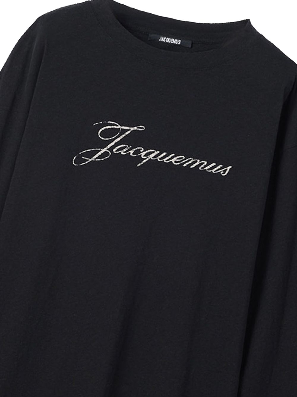 JACQUEMUS Maglia girocollo nera a maniche lunghe con logo 