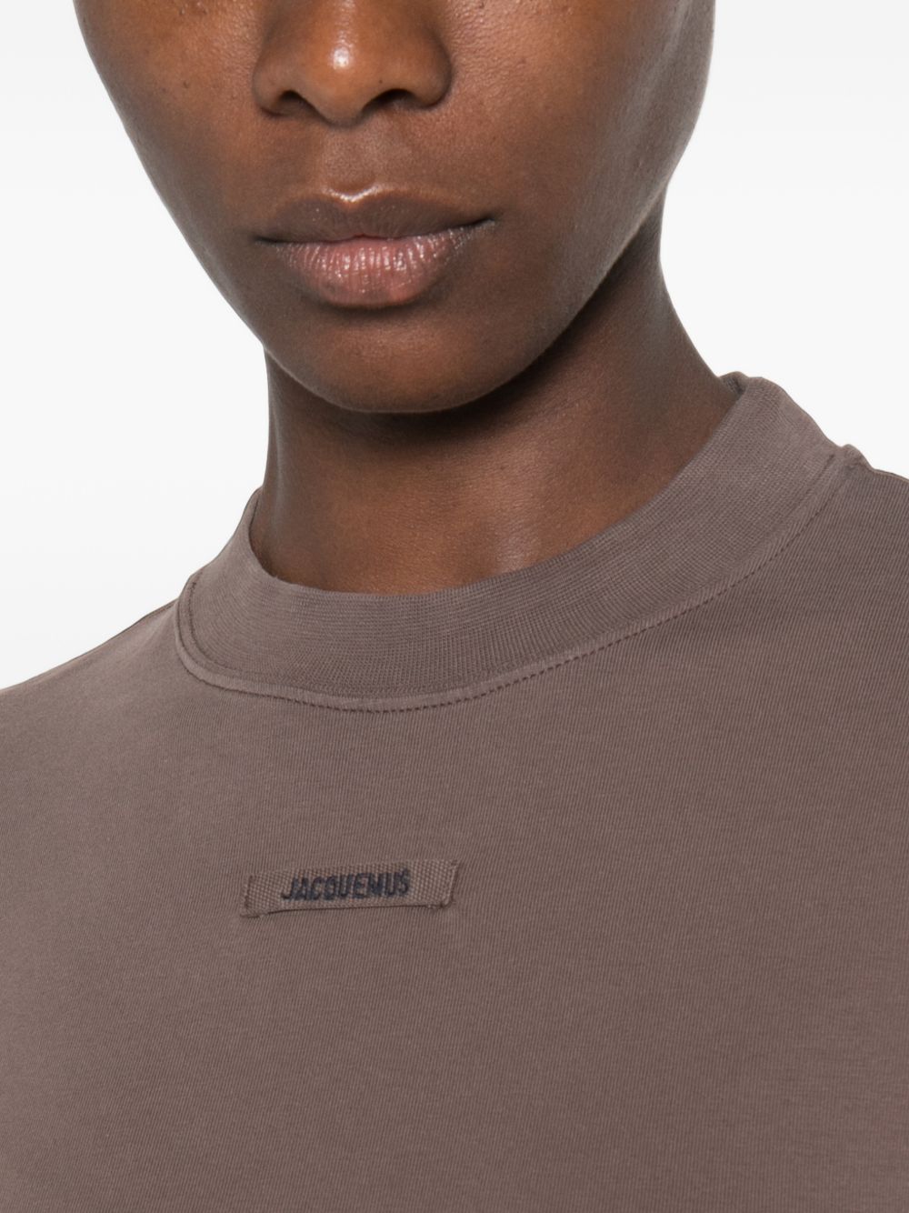 JACQUEMUS T-shirt Le T-shirt Gros Grain ML marrone a maniche lunghe<BR/> 