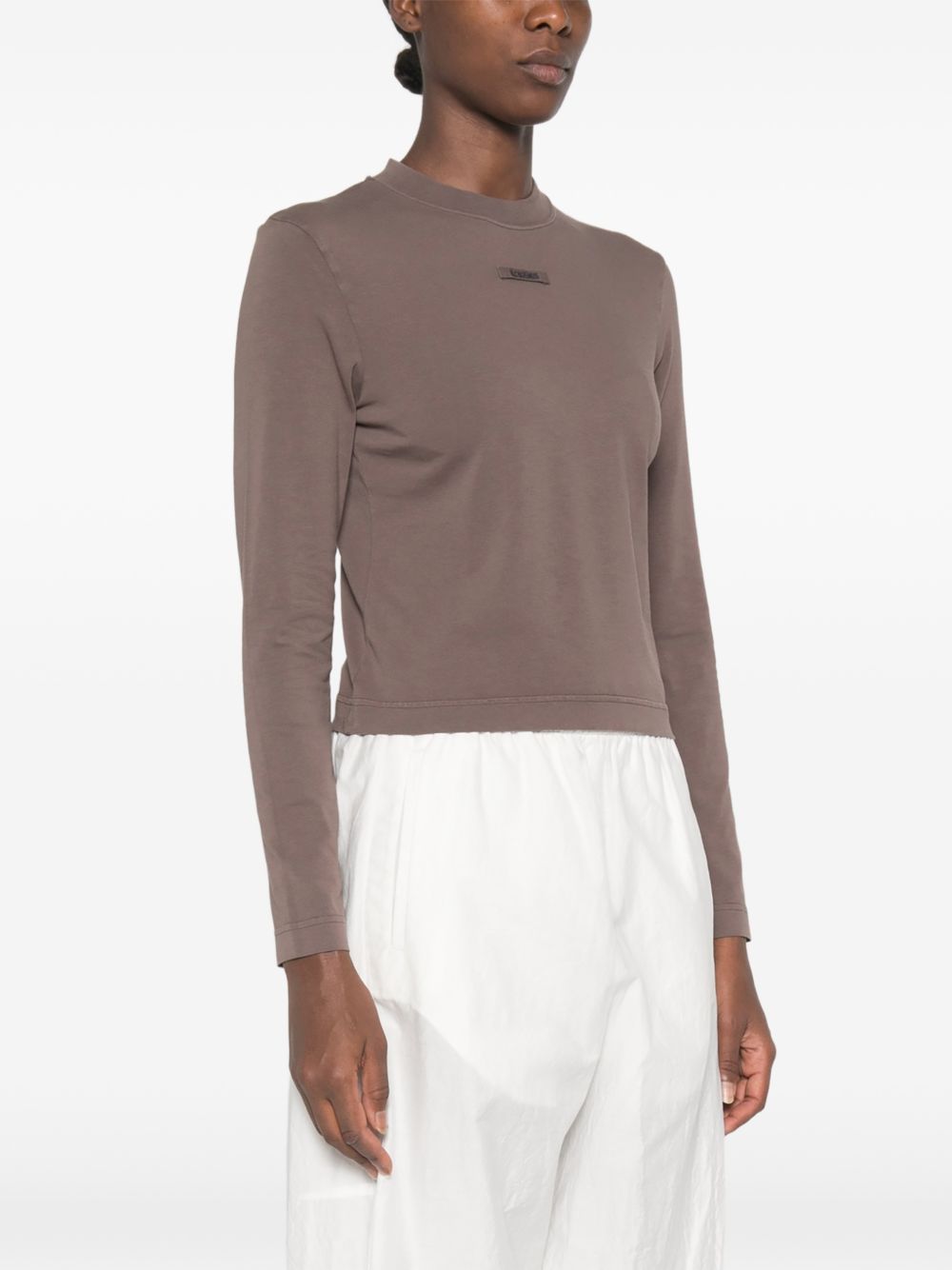 JACQUEMUS T-shirt Le T-shirt Gros Grain ML marrone a maniche lunghe<BR/> 