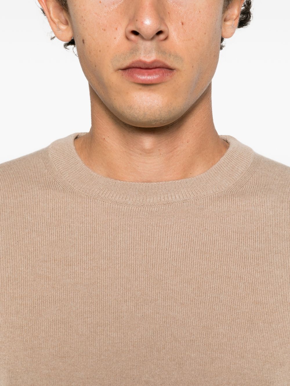 KANGRA Maglia girocollo beige in lana misto cashmere beige 