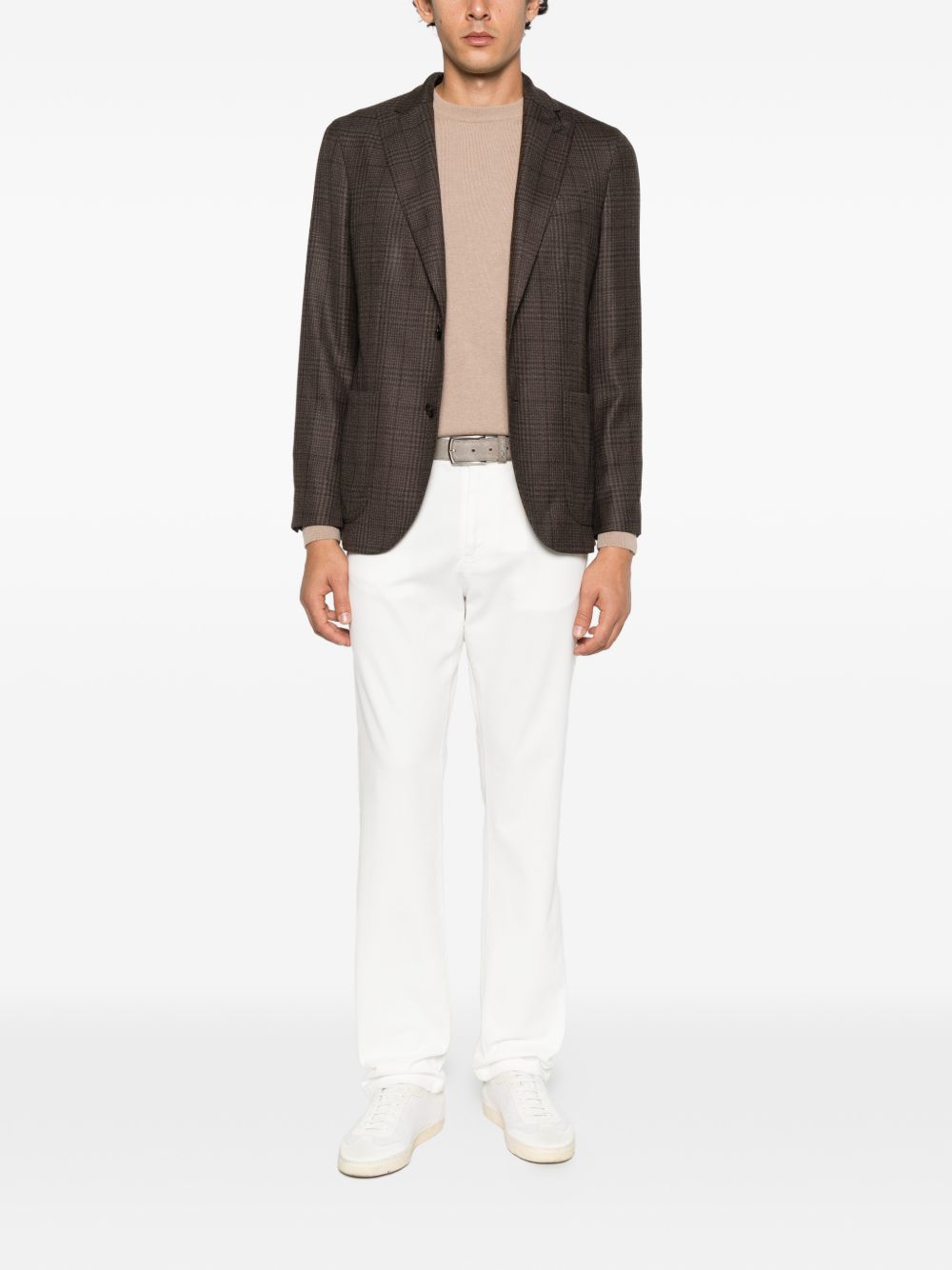 KANGRA Maglia girocollo beige in lana misto cashmere beige 