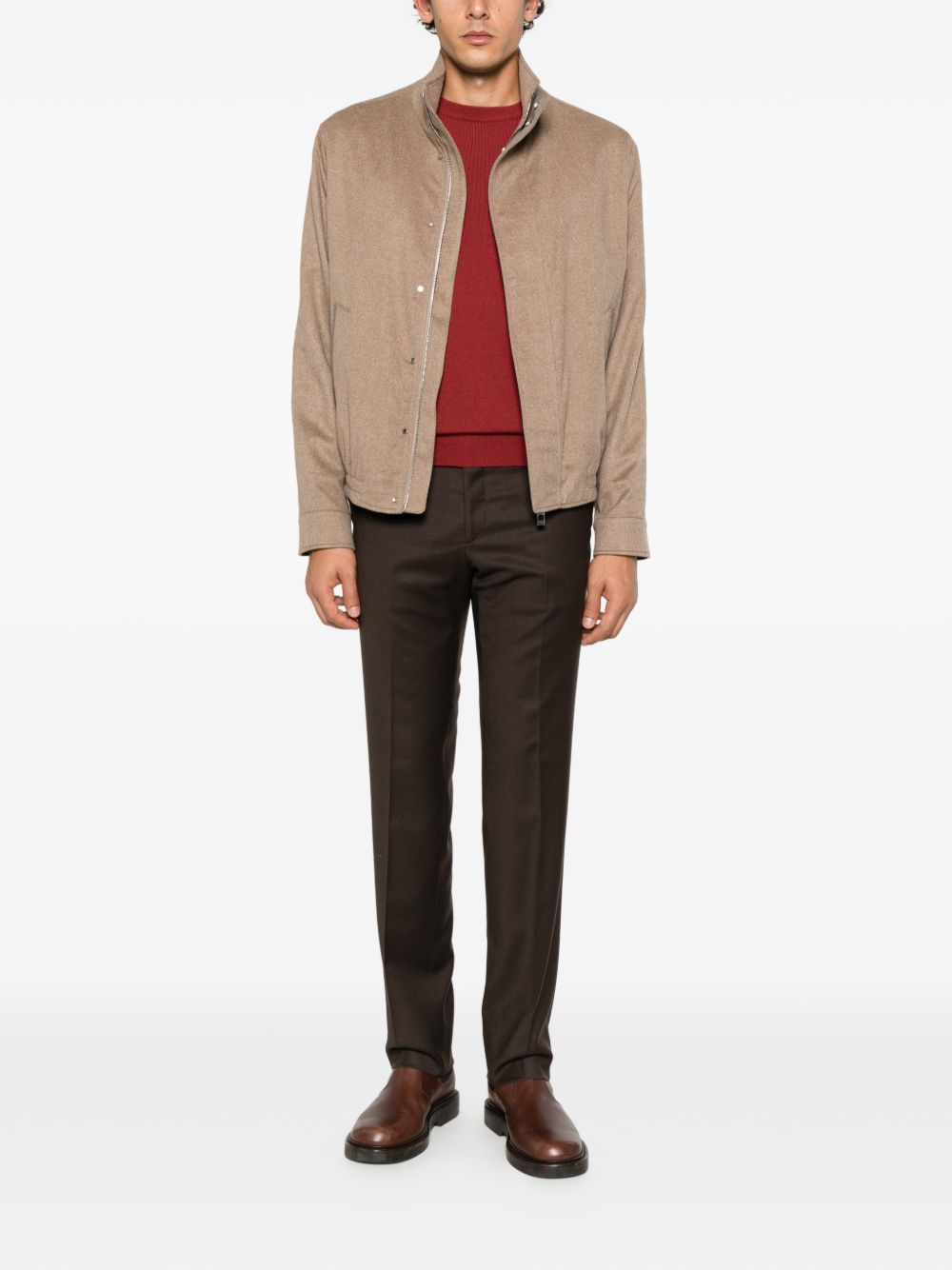 KANGRA Maglia girocollo in lana misto cashmere rosso 