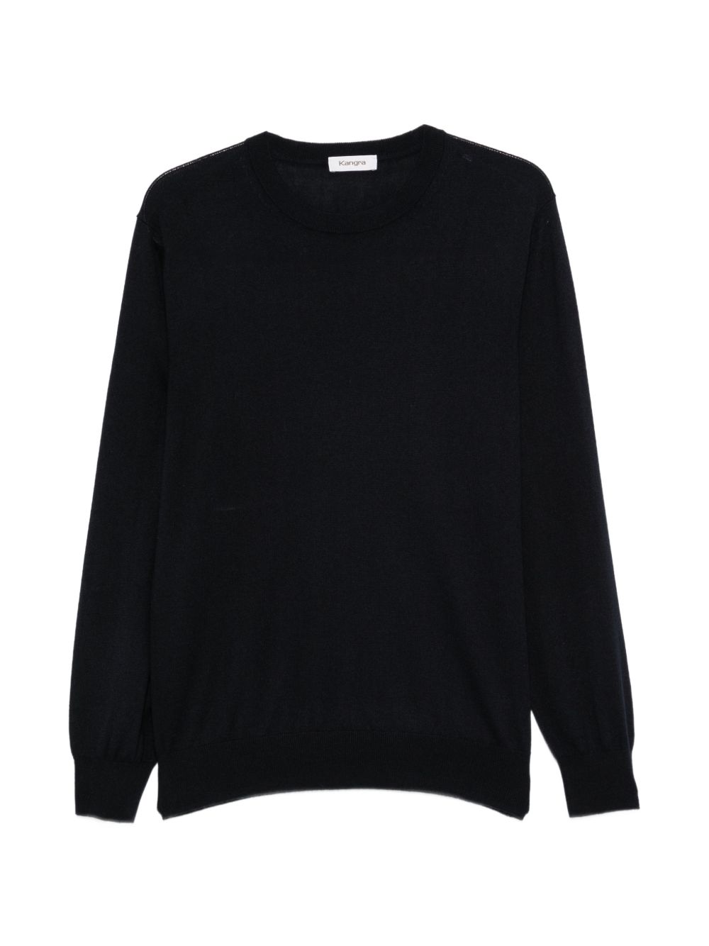 KANGRA Maglia girocollo blu in seta misto cashmere 
