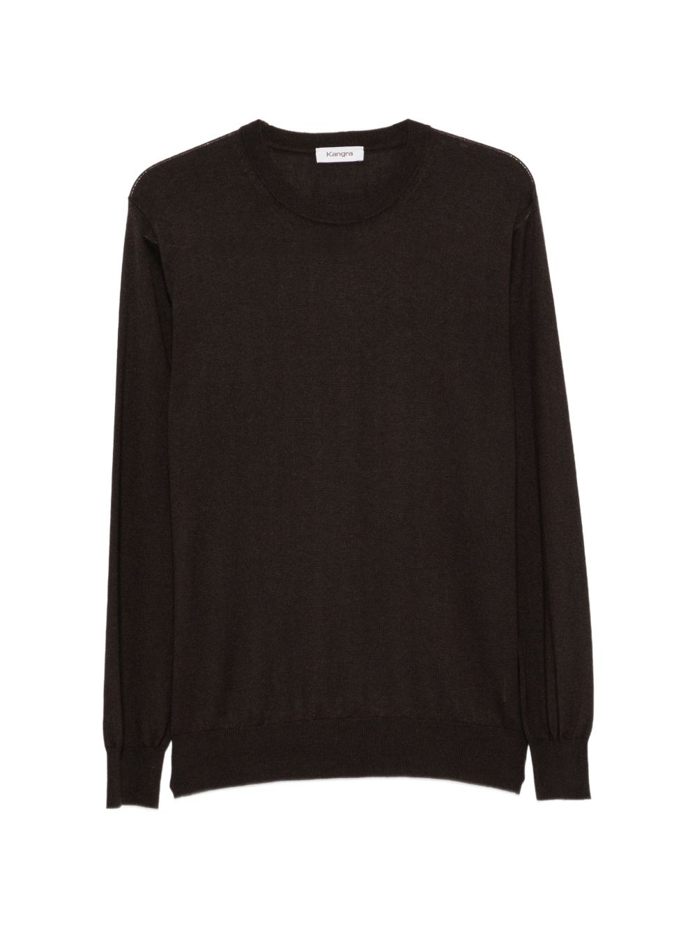 KANGRA Maglia girocollo nera in seta misto cashmere 