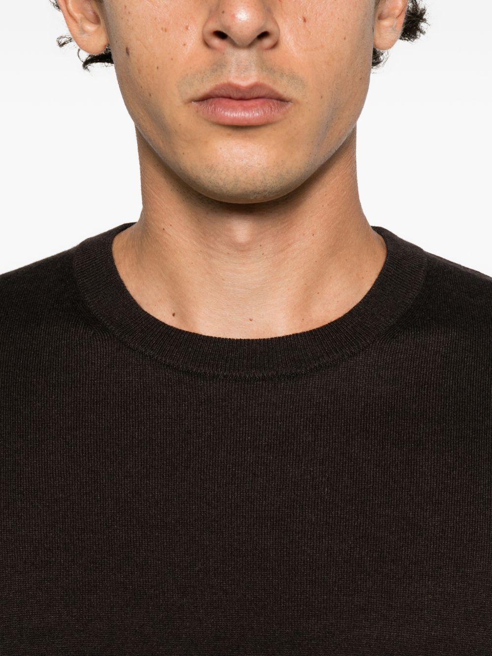KANGRA Maglia girocollo nera in seta misto cashmere 