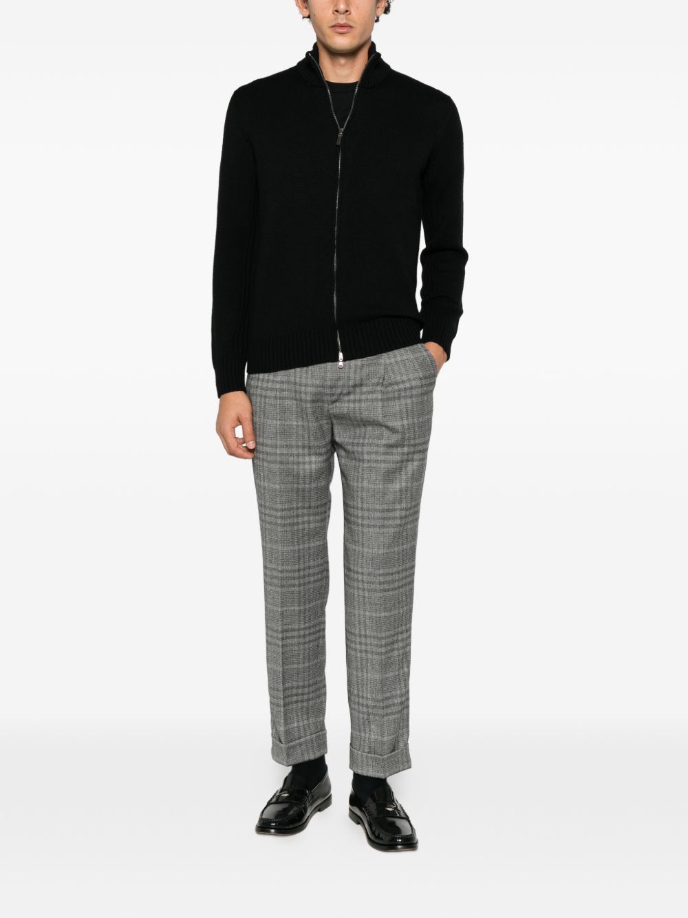 KANGRA Cardigan nero in lana vergine 