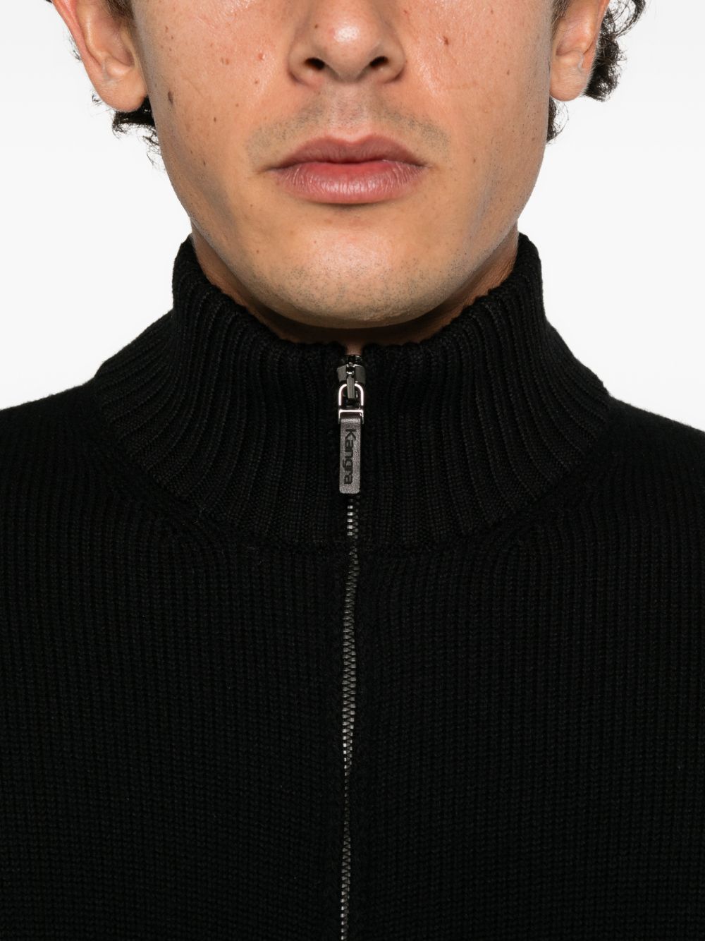 KANGRA Cardigan nero in lana vergine 