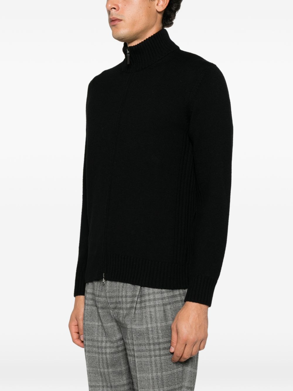 KANGRA Cardigan nero in lana vergine 