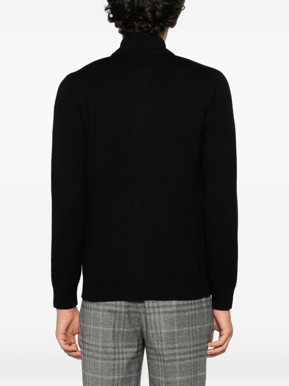 KANGRA Cardigan nero in lana vergine 