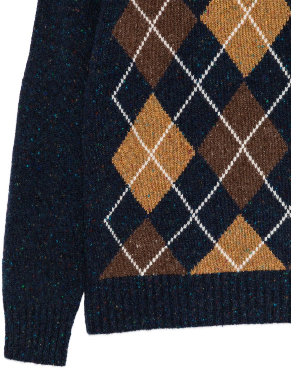KANGRA Maglia blu girocollo in morbida lana con motivo a rombi 