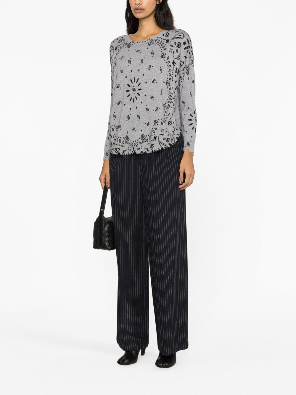 KUJTEN Maglia Mela Bandana in puro cashmere grigio chiné 