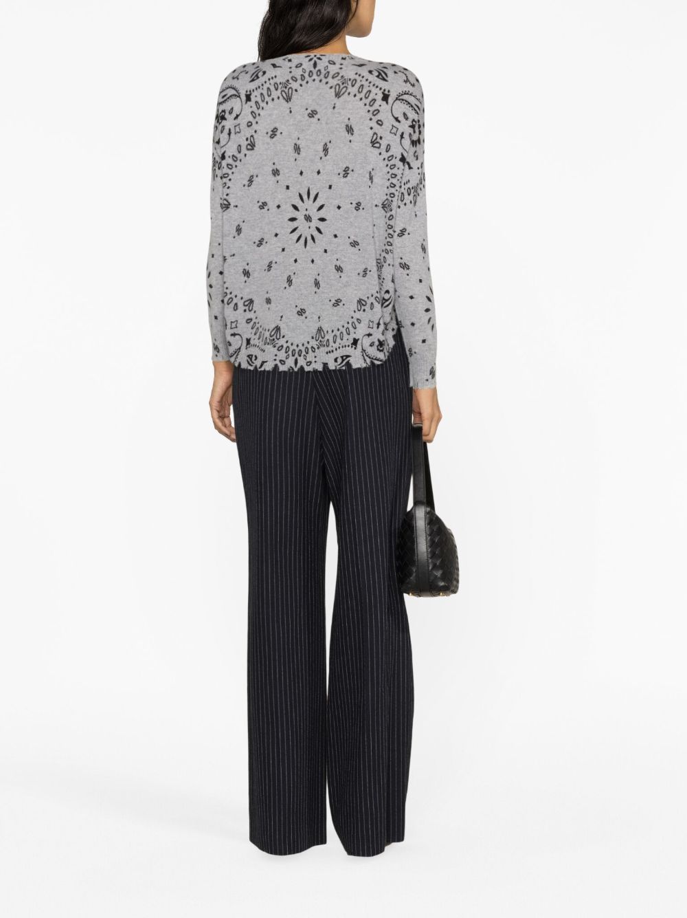 KUJTEN Maglia Mela Bandana in puro cashmere grigio chiné 