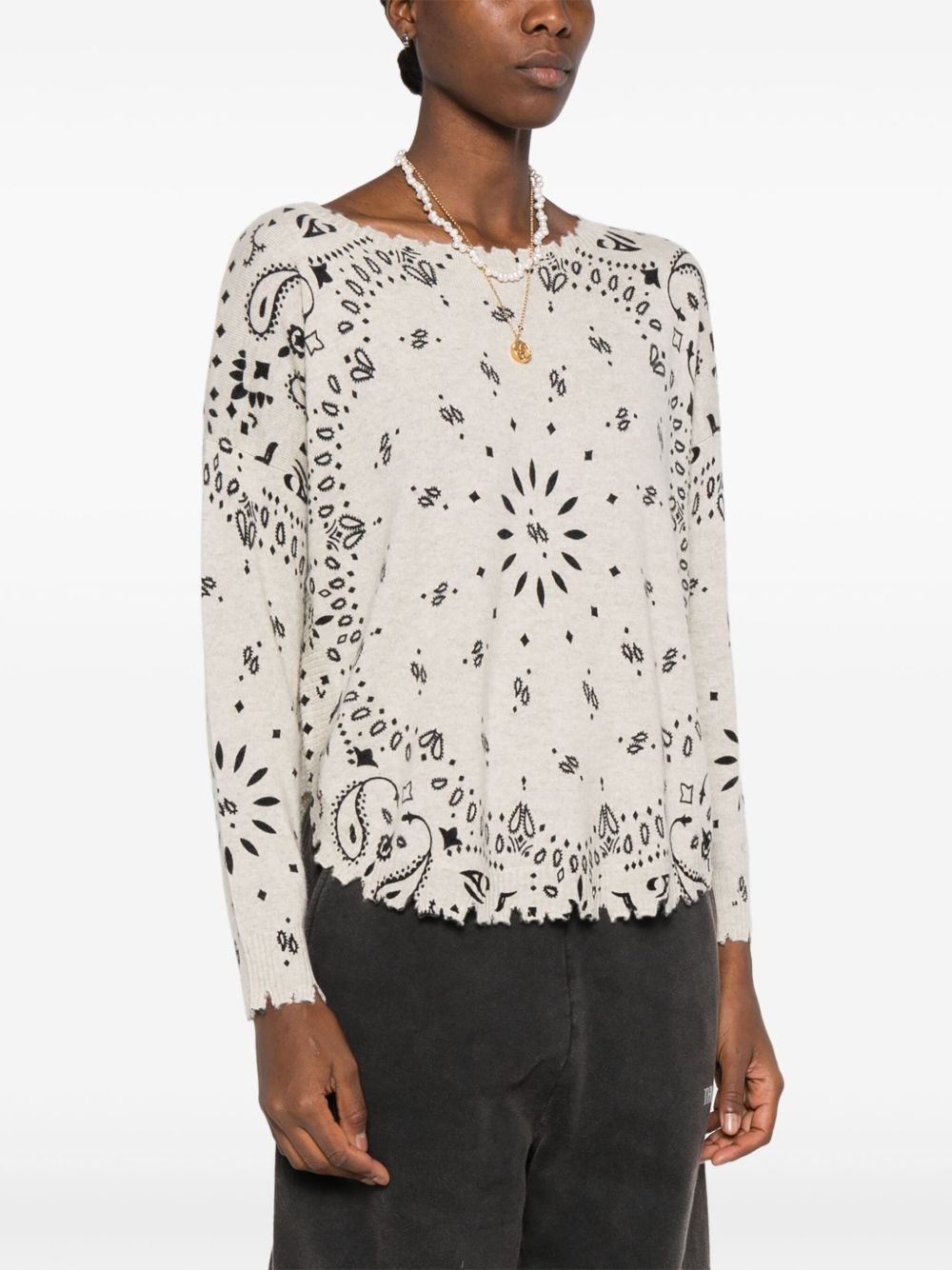 KUJTEN Maglia Mela Bandana in puro cashmere con stampa 