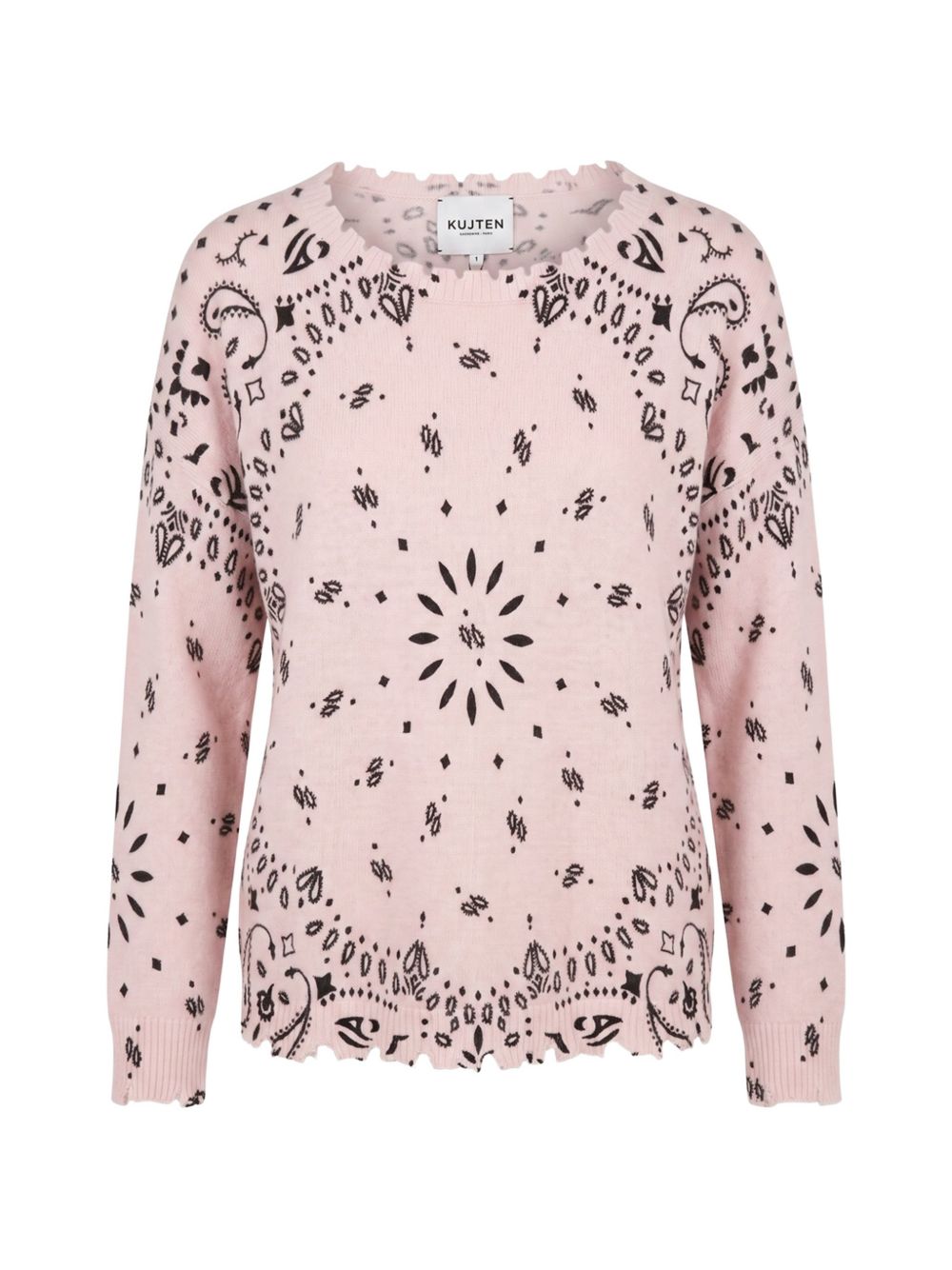 KUJTEN Maglia Mela Bandana in puro cashmere rosa 