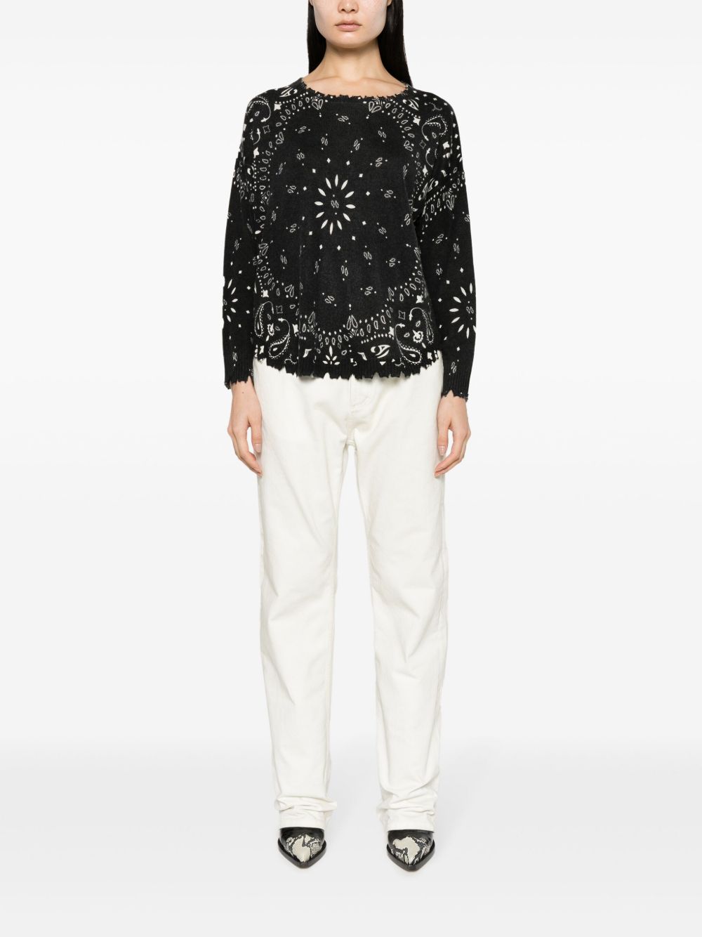 KUJTEN Maglia Mela Bandana in puro cashmere nero 