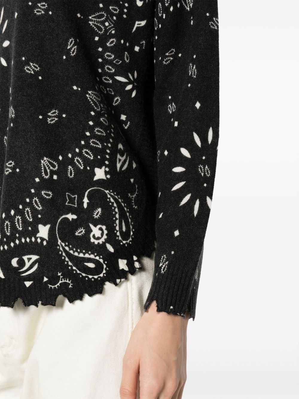 KUJTEN Maglia Mela Bandana in puro cashmere nero 