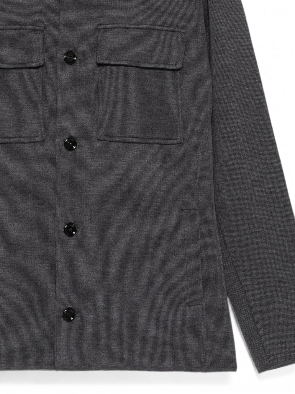 LARDINI Cardigan grigio in lana con tasche sul petto 