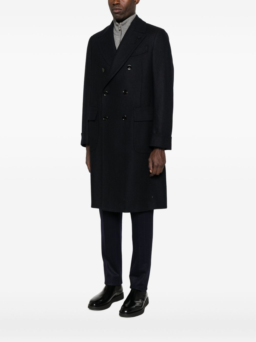 LARDINI Cappotto doppiopetto blu in lana 