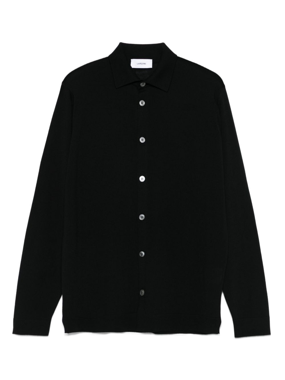 LARDINI Camicia nera da uomo in lana 