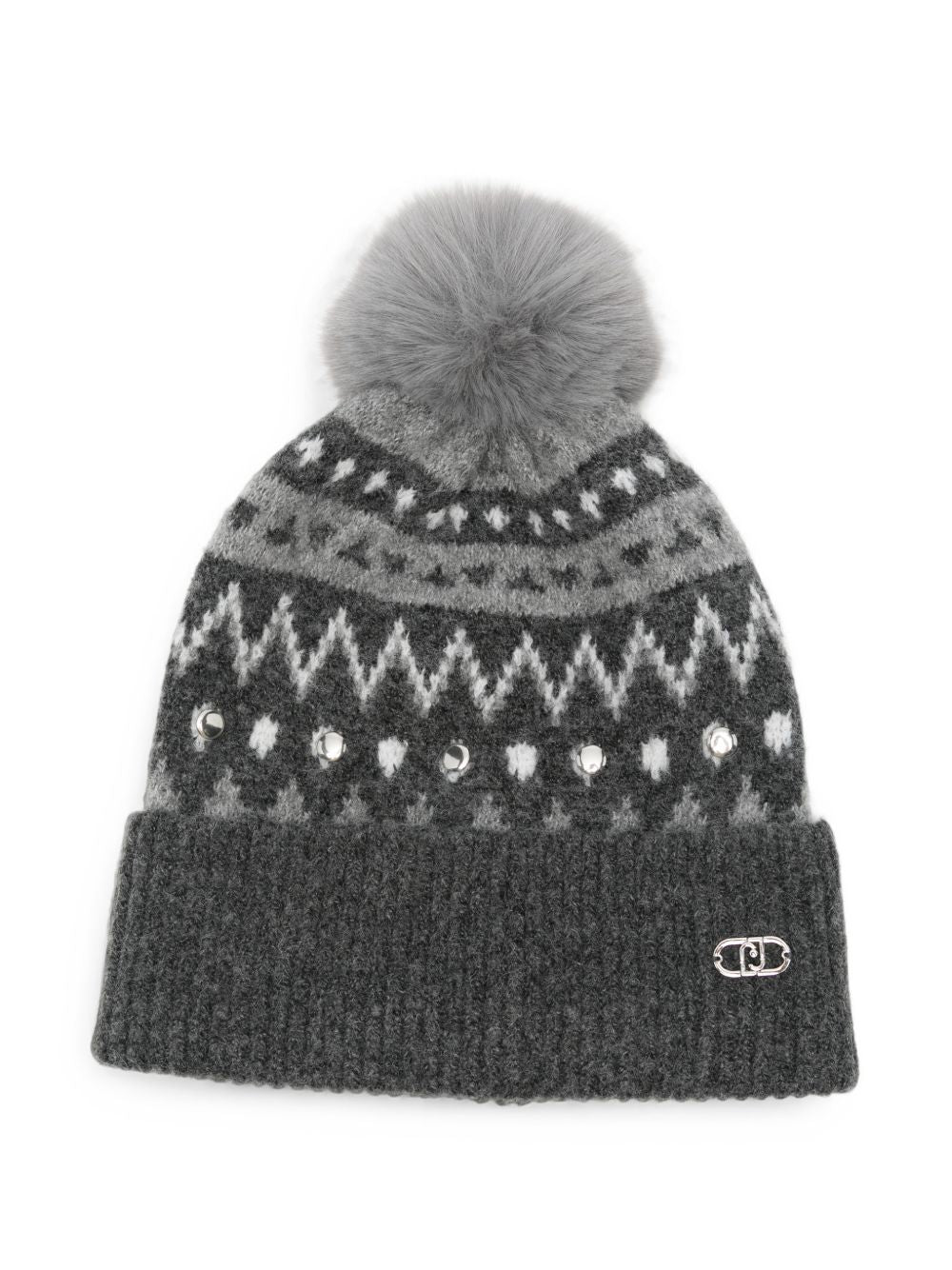 LIUJO Cappello grigio con pom-pom 