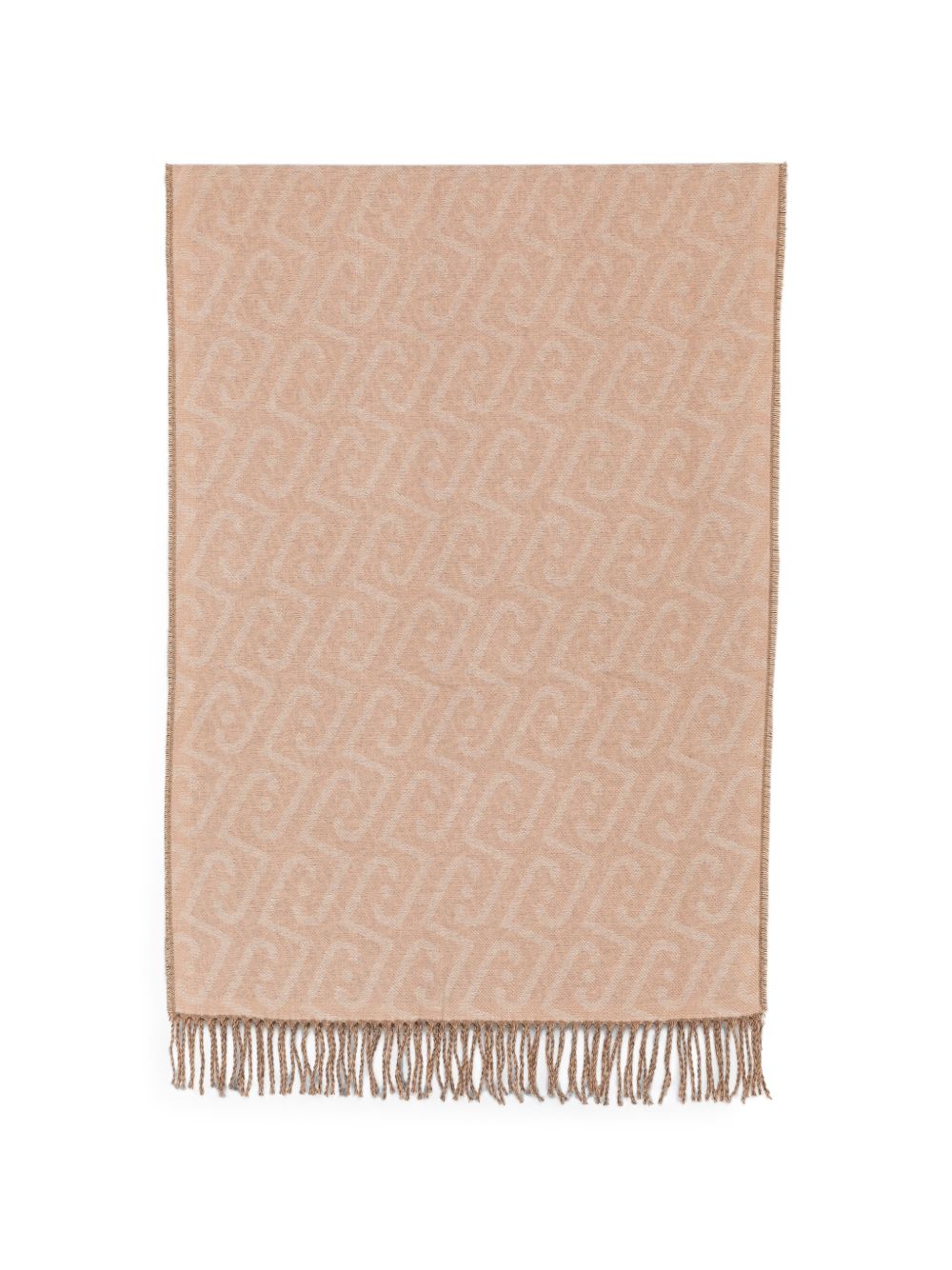 LIUJO Sciarpa color sabbia con logo all-over e frange 