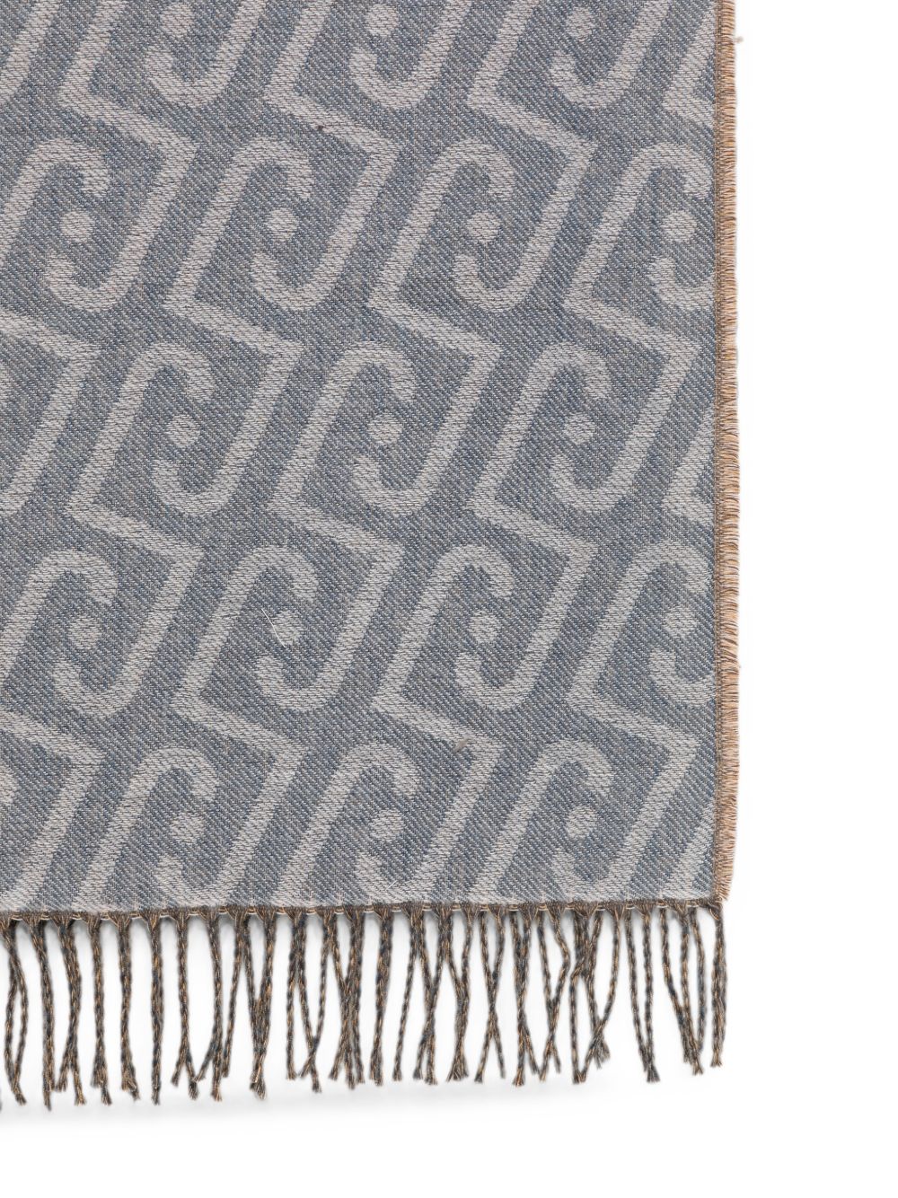 LIUJO Sciarpa double-face blu e marrone con logo all-over 