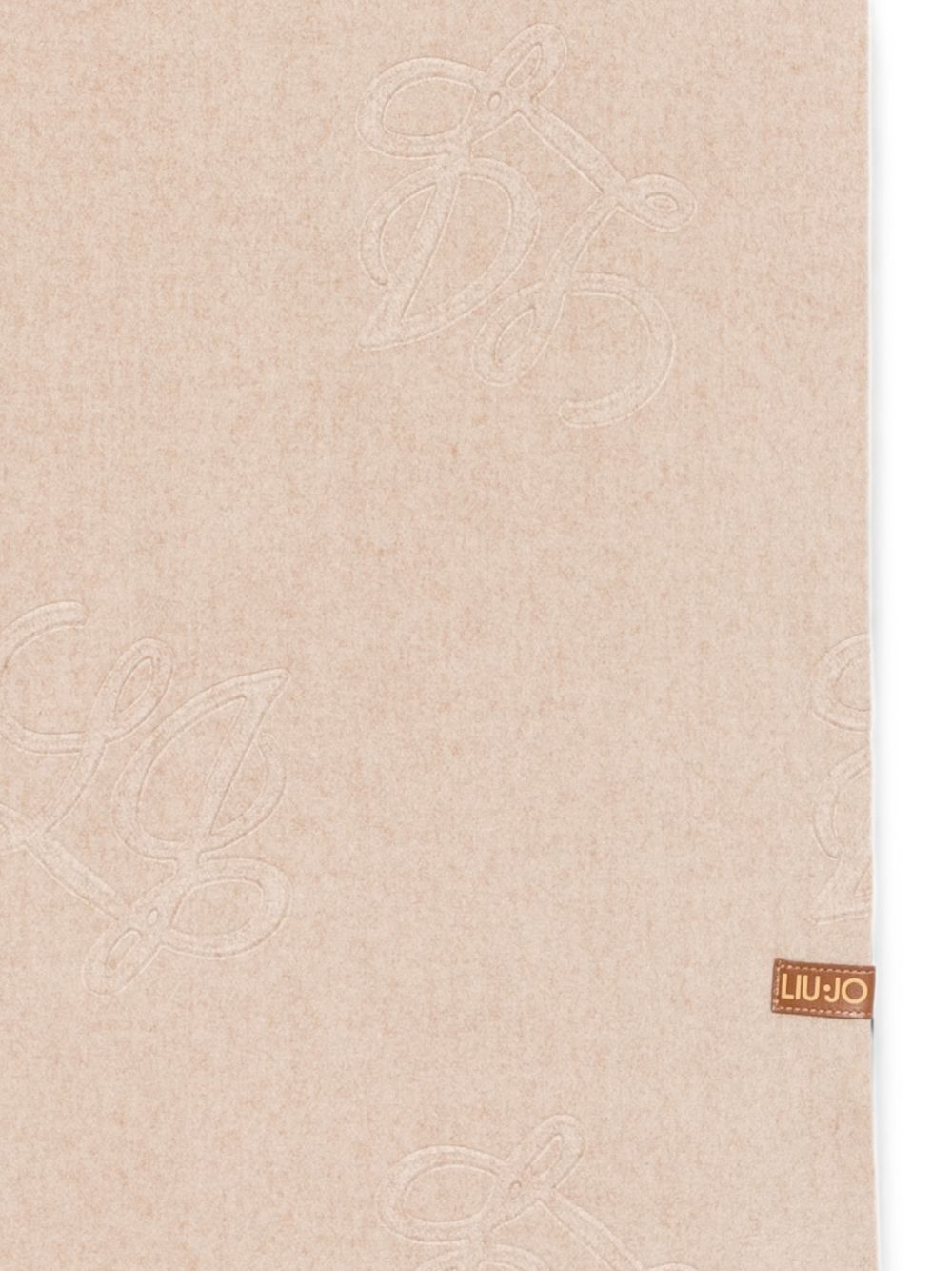 LIUJO Sciarpa beige chiaro con frange e logo all-over 
