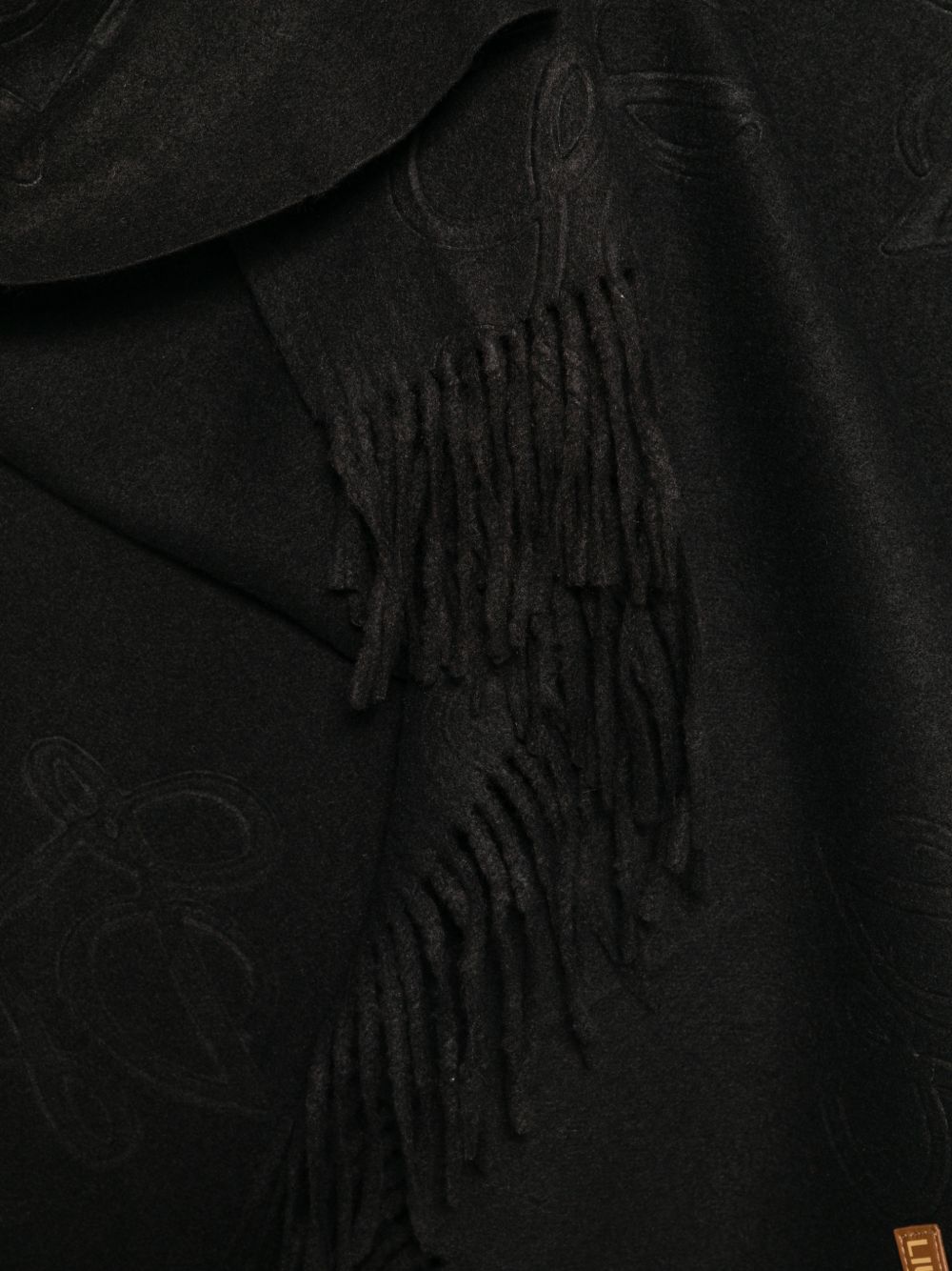 LIUJO Sciarpa nera con frange e logo all-over 
