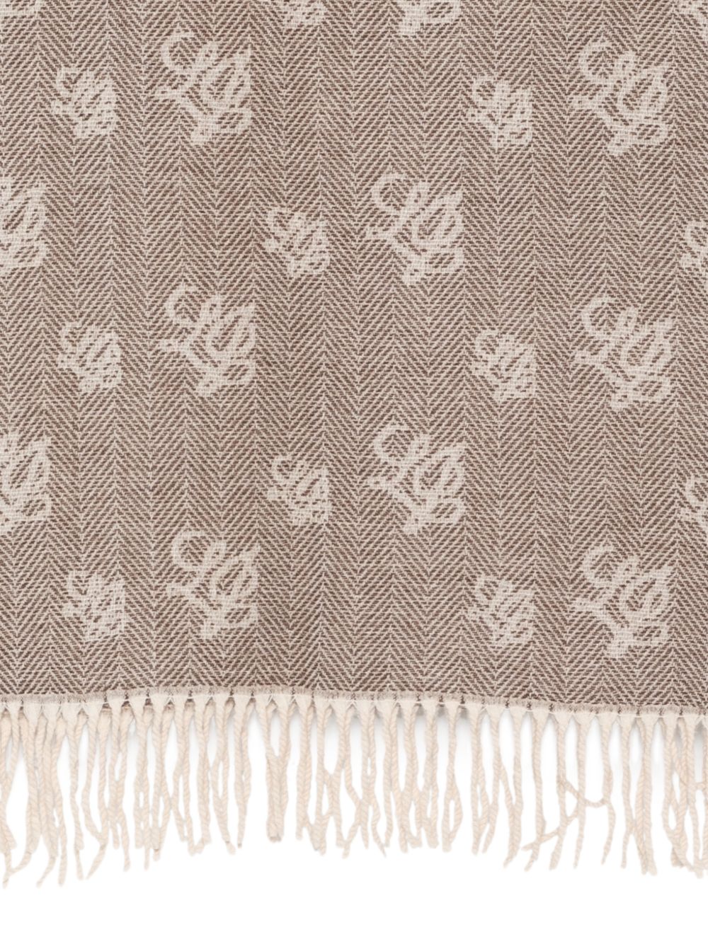 LIUJO Sciarpa beige scuro con frange e logo all-over 