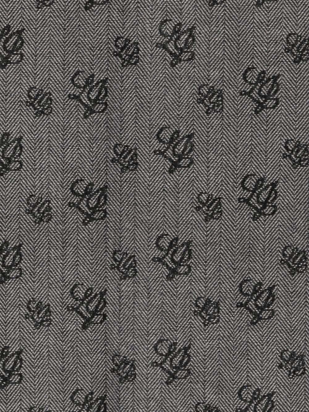 LIUJO Sciarpa grigio scuro con frange e logo all-over 