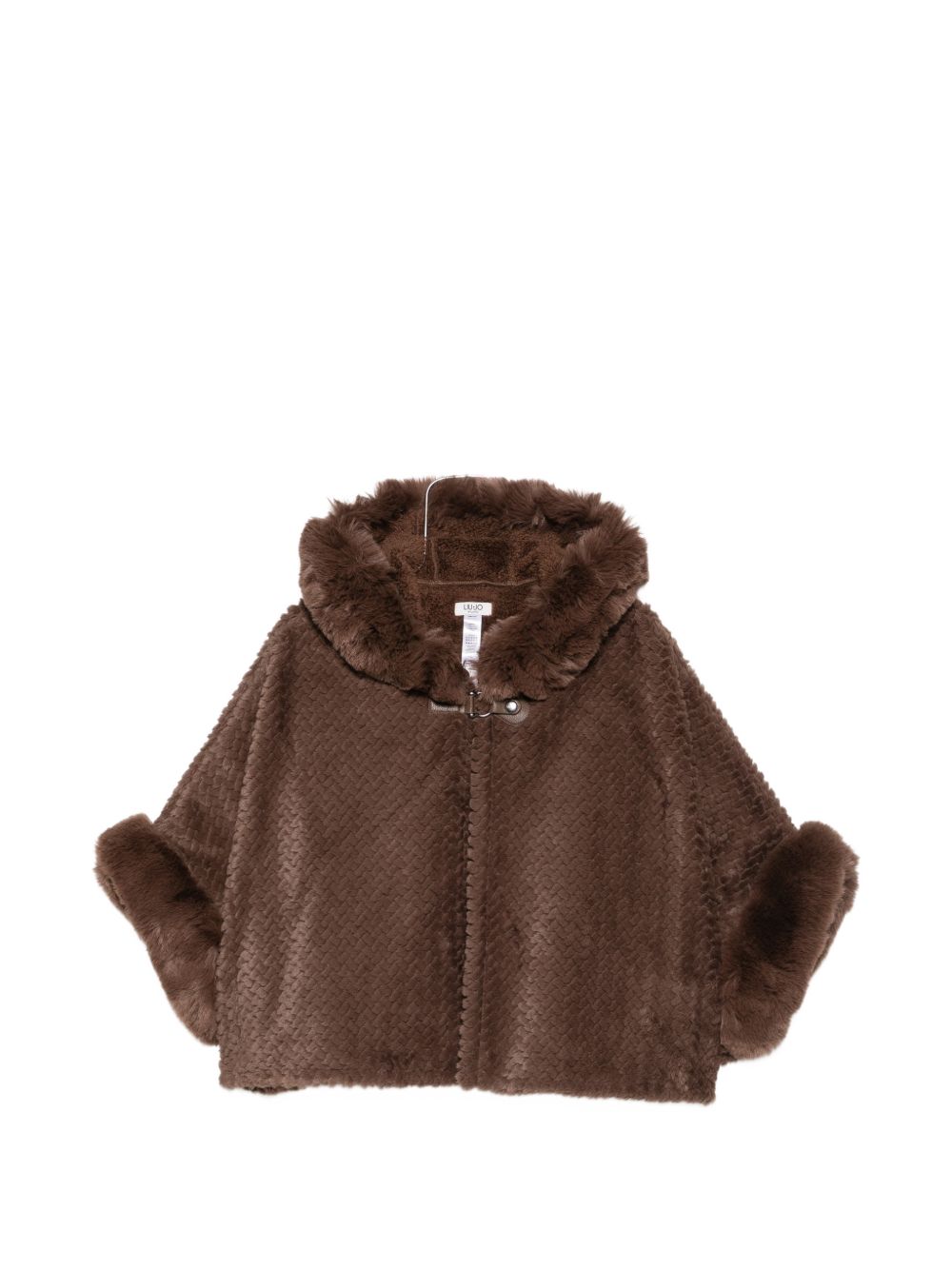 LIUJO Cappotto corto a mantella marrone in ecopelliccia 