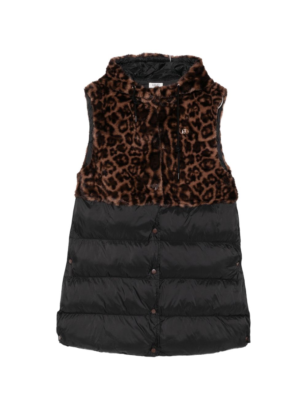 LIUJO Gilet nero con fur leopardato 