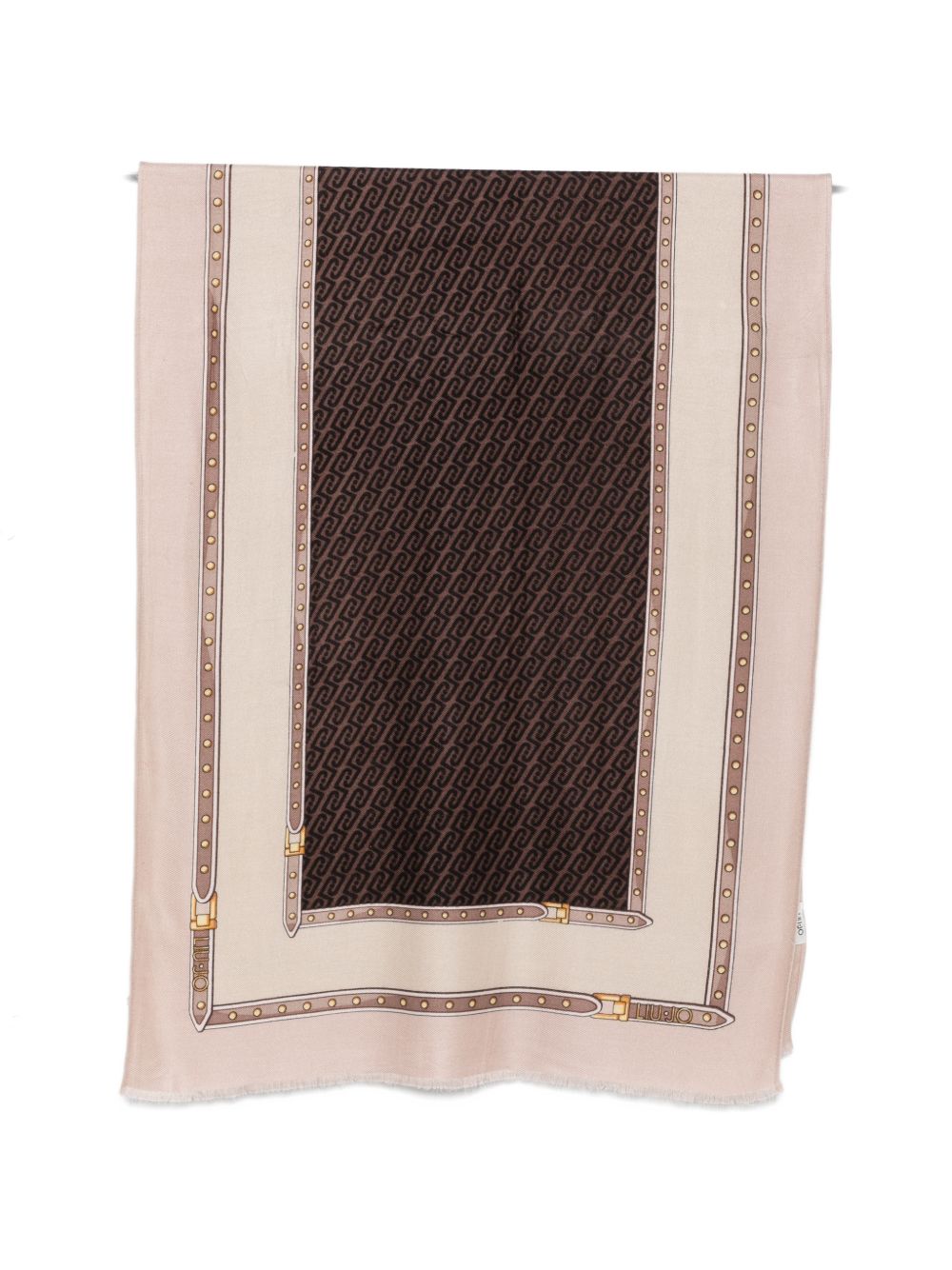 LIUJO Sciarpa leggera rosa e marrone con logo all-over 