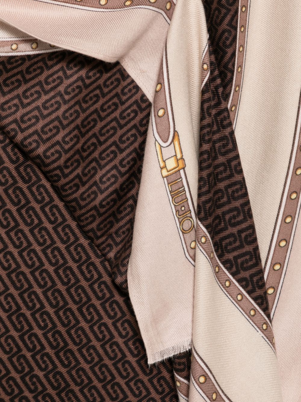 LIUJO Sciarpa leggera rosa e marrone con logo all-over 