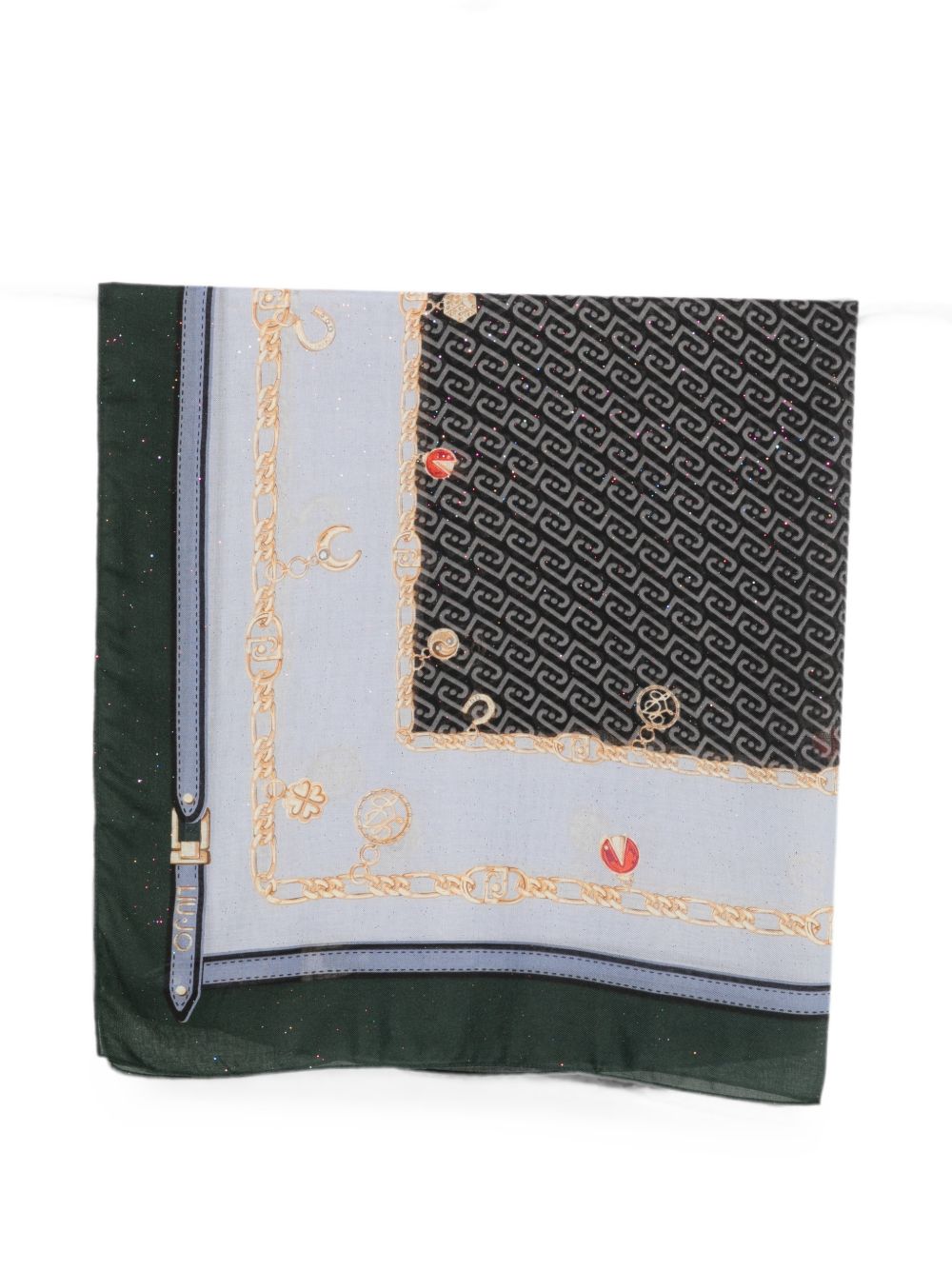 LIUJO Sciarpa celeste con stampa grafica e logo all-over 