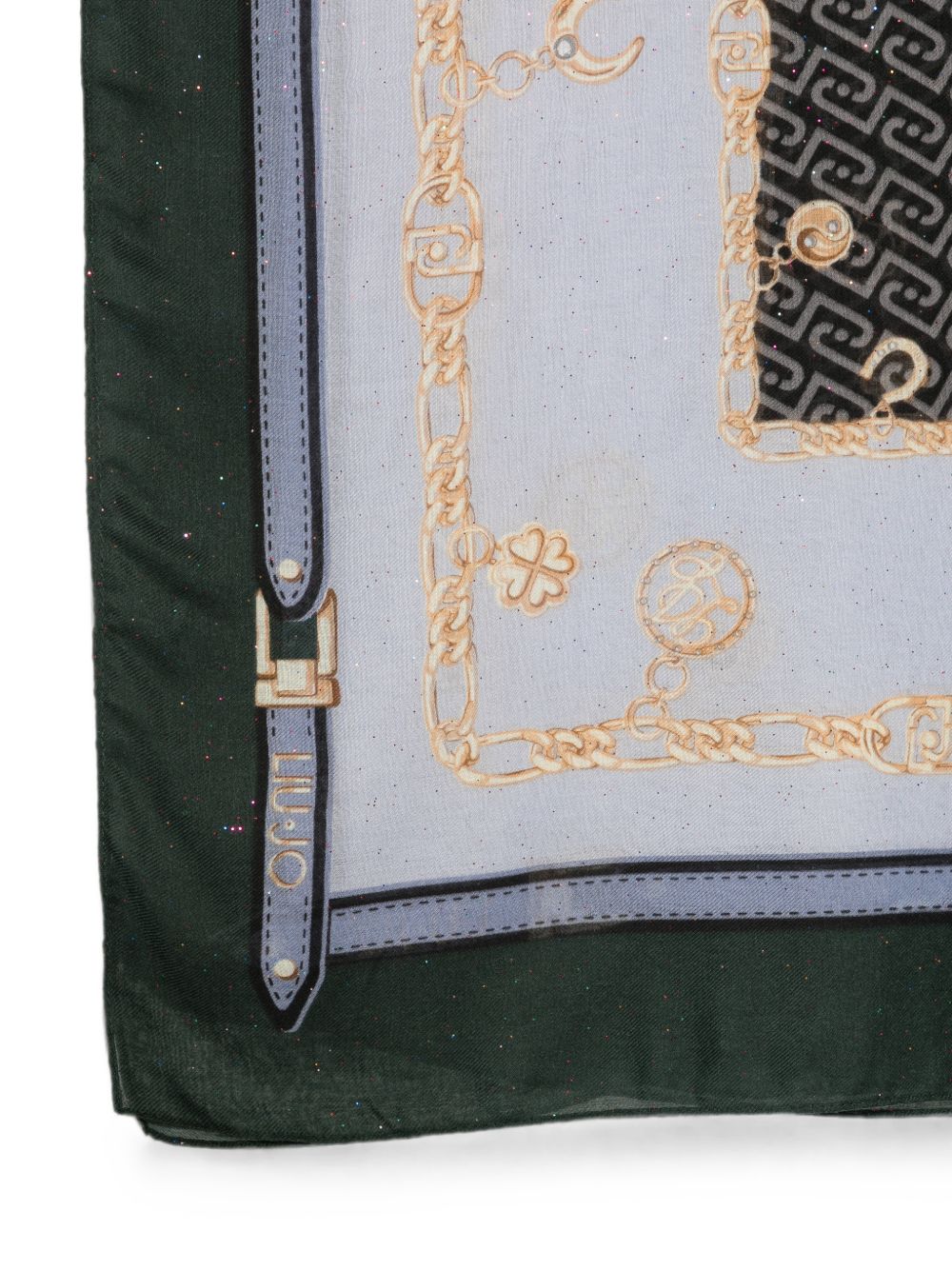 LIUJO Sciarpa celeste con stampa grafica e logo all-over 